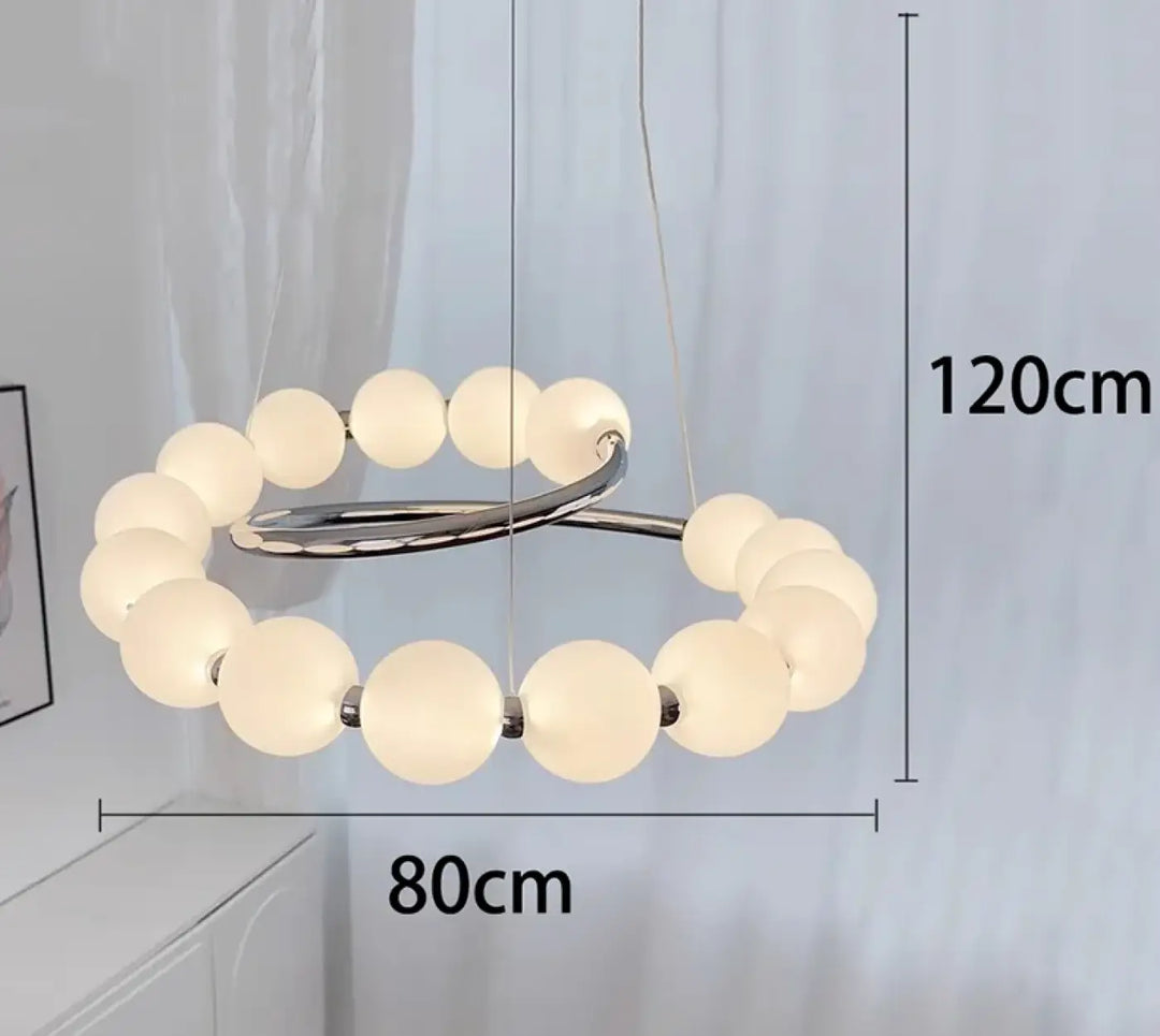 Suspension design anneau lumineux à globes blancs