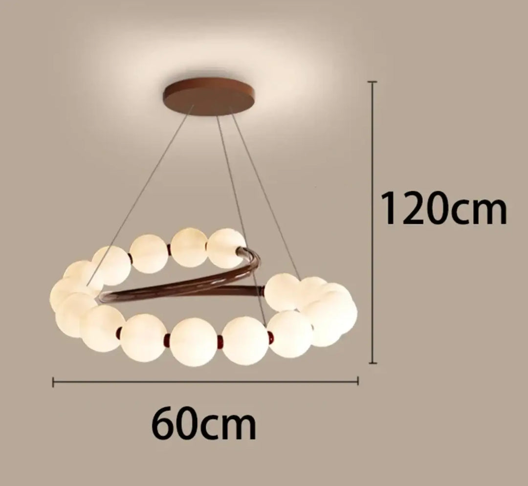 Suspension design anneau lumineux à globes blancs