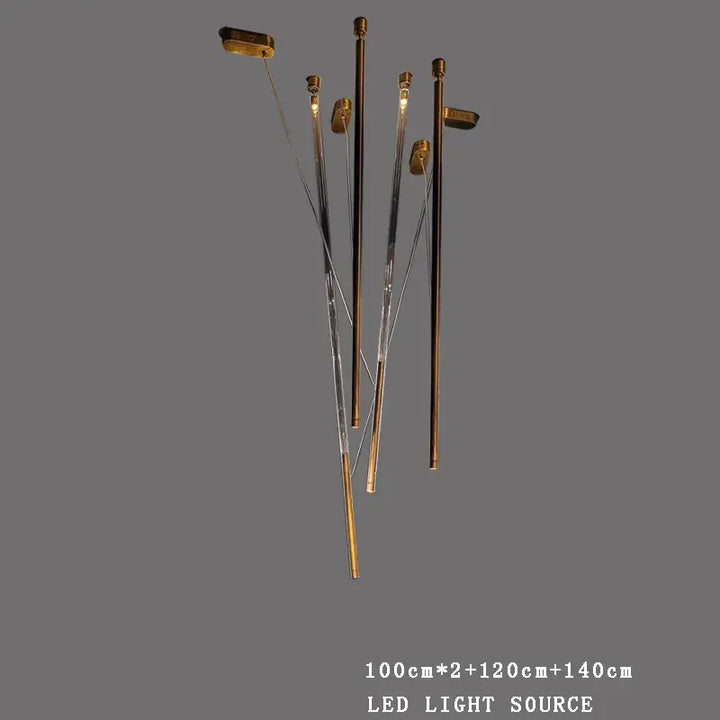 Suspension design artistique à tiges lumineuses led design