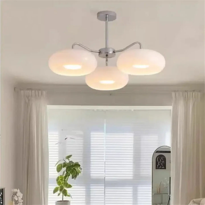 Suspension luminaire longa chrome moderne avec trois globes en verre dépoli pour décoration intérieure design aux