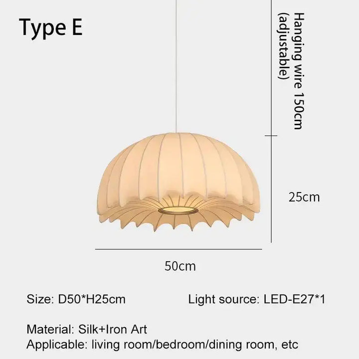 Suspension design beige en tissu ondulé décor raffiné