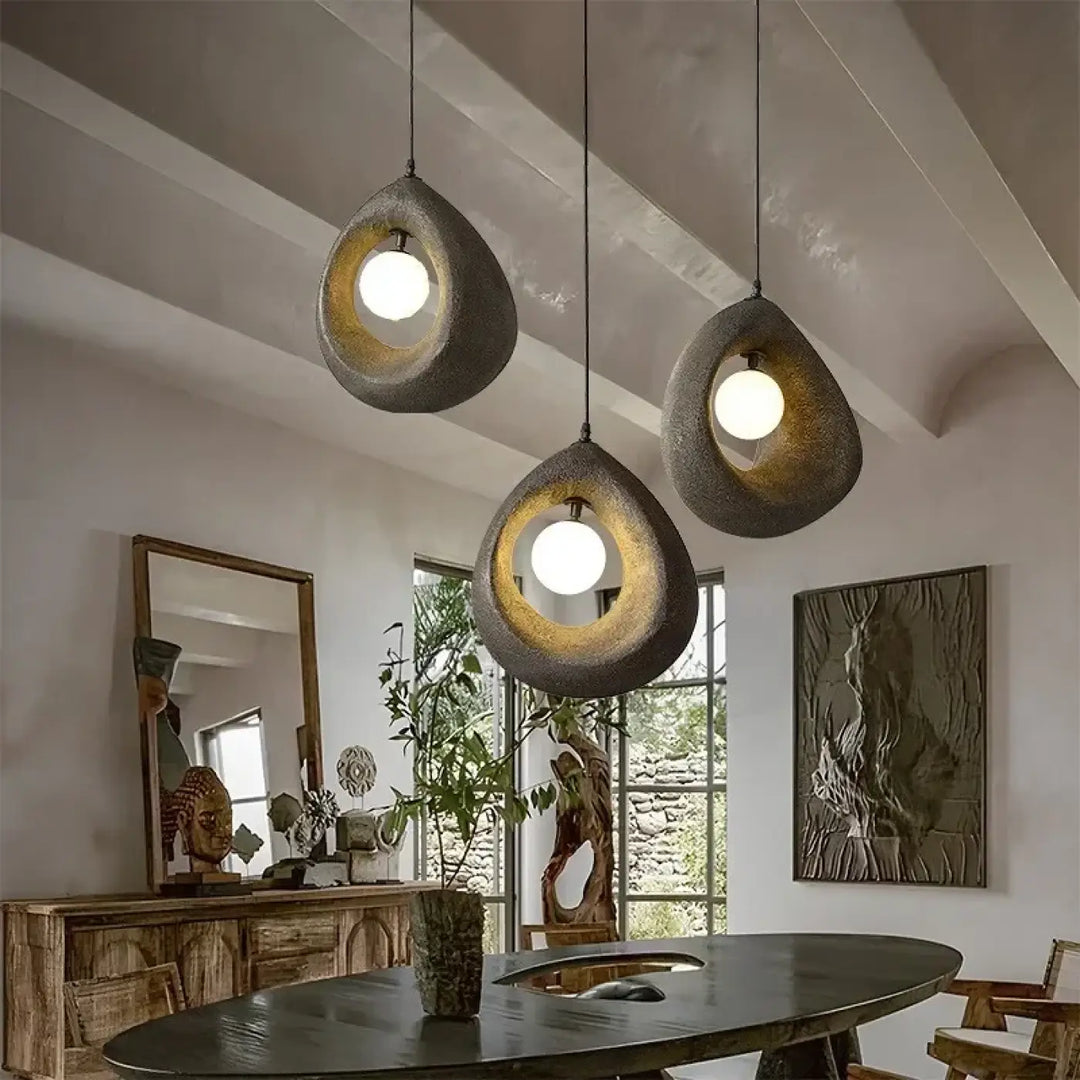 Suspension Design Blanche Avec Éclairage Circulaire

