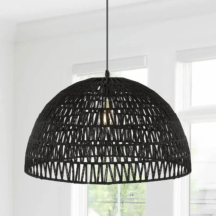 Suspension design bohème en fibre tressée style chic