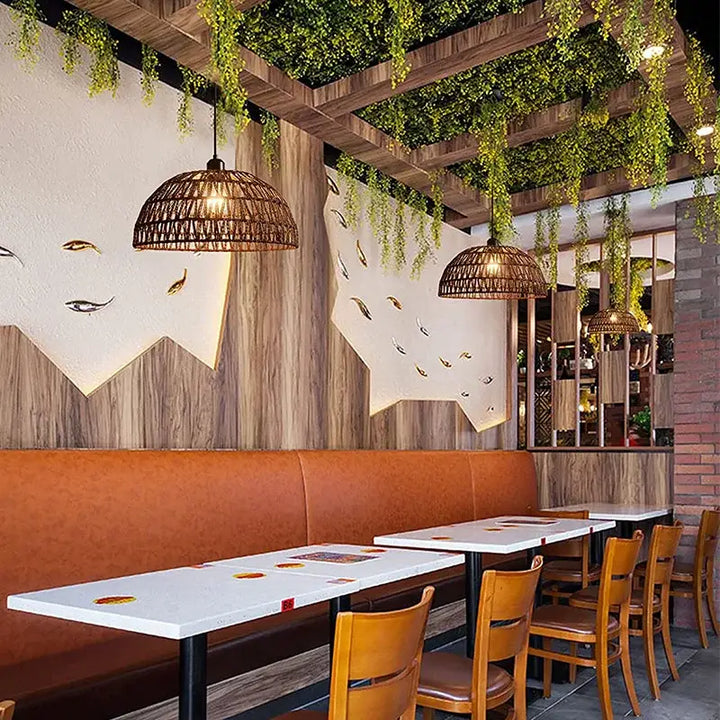 Suspension design bohème en fibre tressée style chic