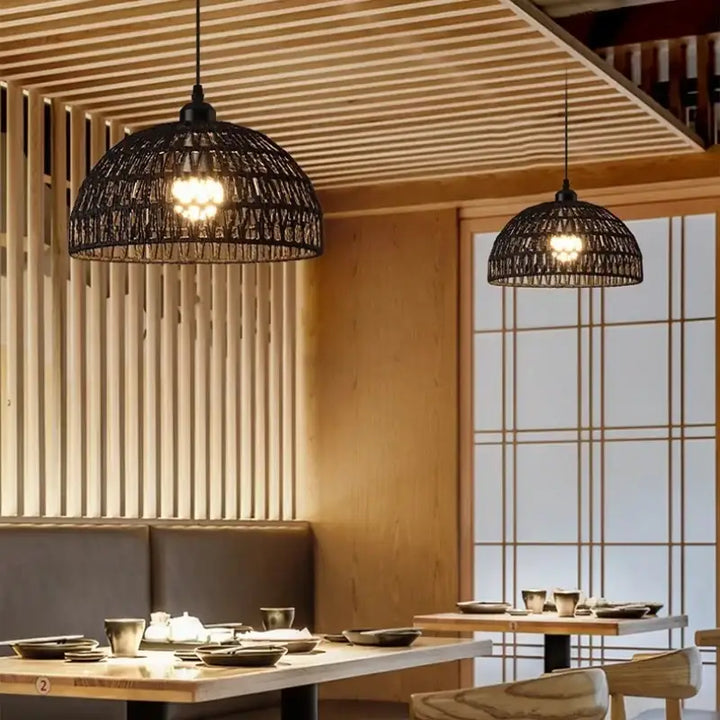 Suspension design bohème en fibre tressée style chic