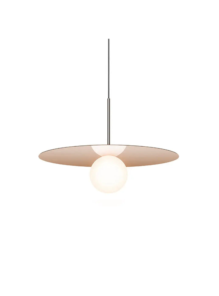 Suspension Bola Disc or rose, disque de 56 cm et globe en verre opale