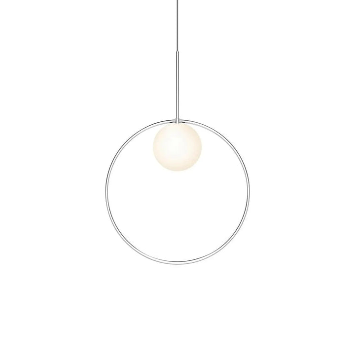 Suspension Bola Halo argentée, anneau de 46 cm