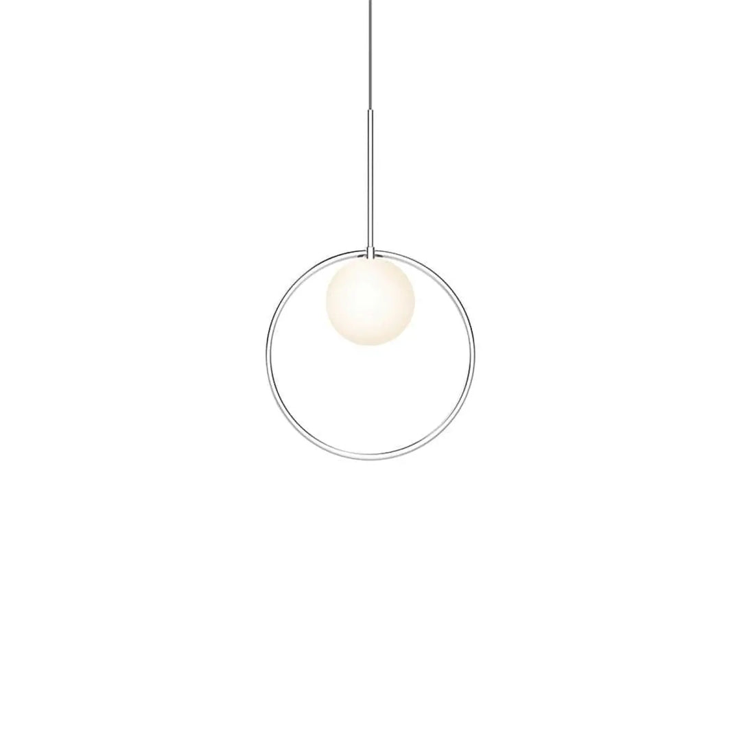 Suspension Bola Halo argentée, anneau de 30 cm