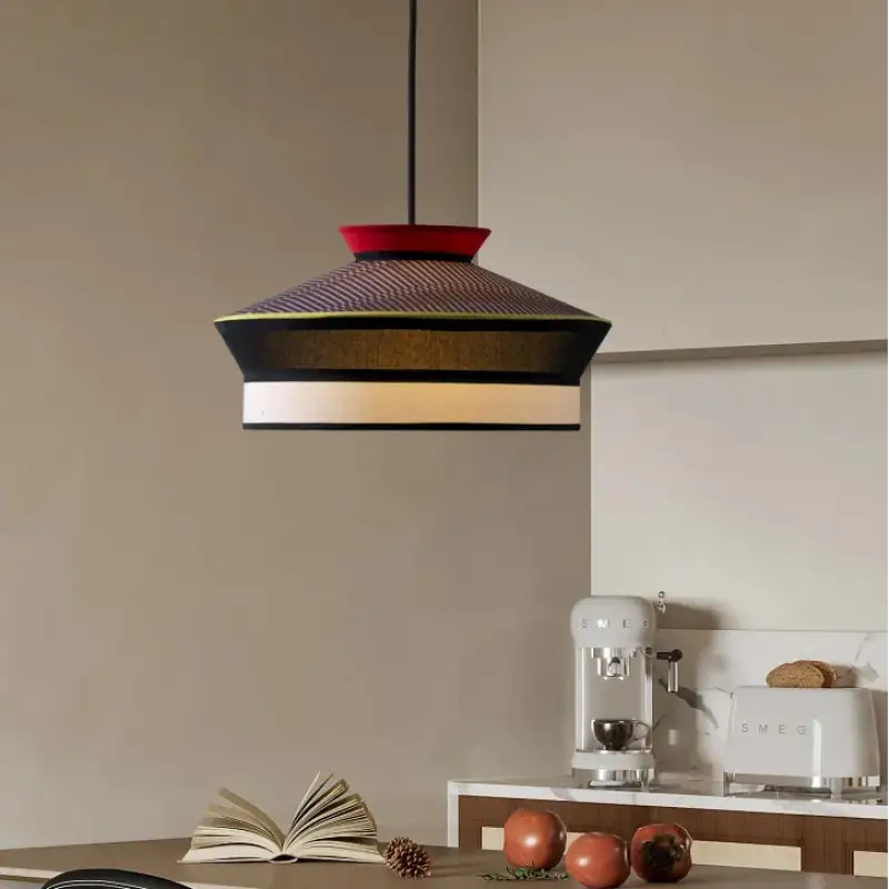 Suspension contemporaine en tissu et métal style chic