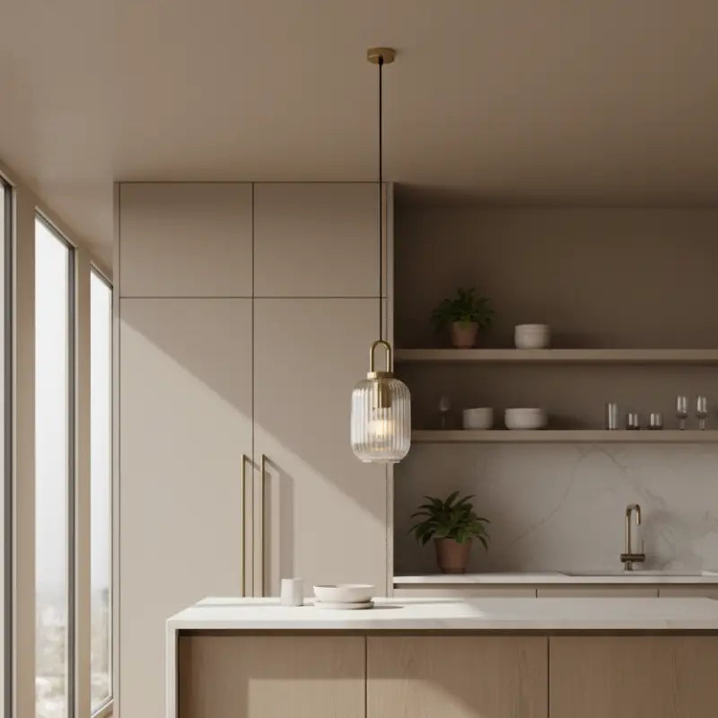 Suspension design contemporaine verre strié élégance chic