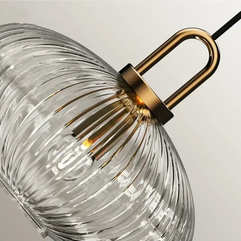 Suspension Design Contemporaine Verre Strié Élégance Chic