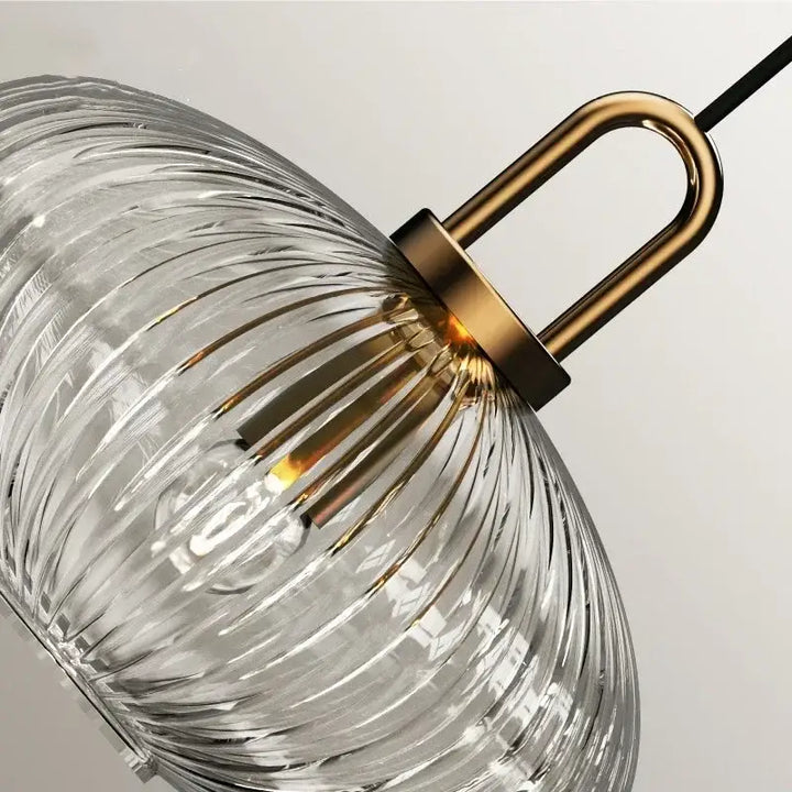 Suspension Design Contemporaine Verre Strié Élégance Chic