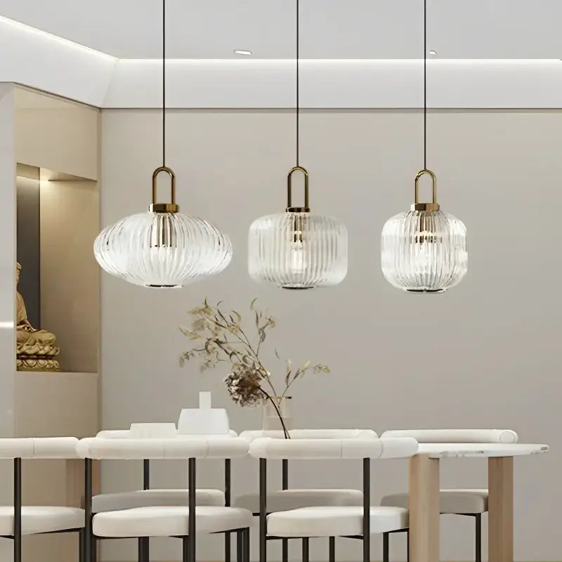 Suspension Design Contemporaine Verre Strié Élégance Chic