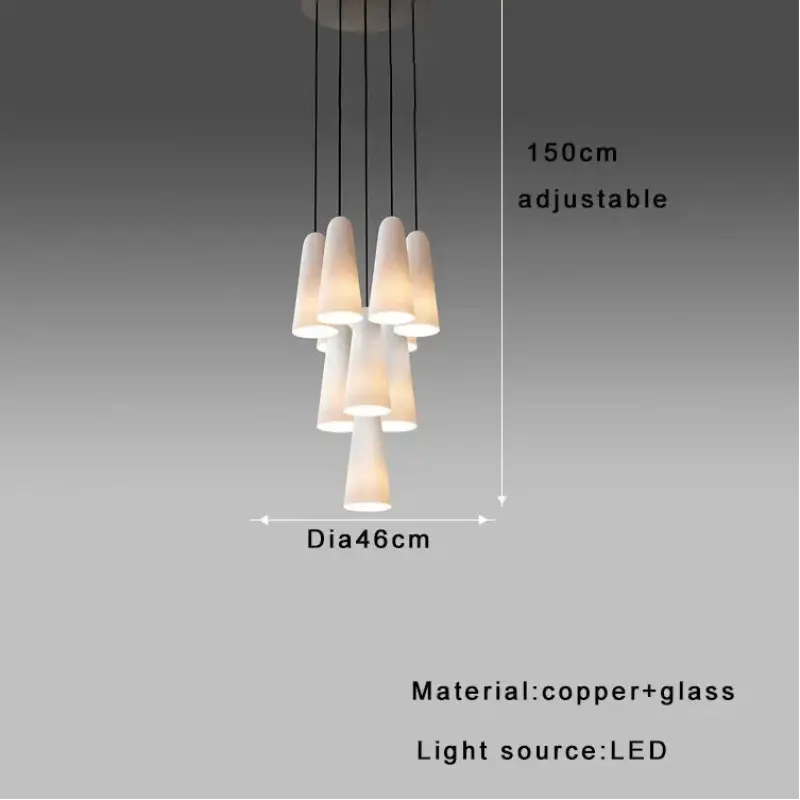 Suspension design cuivre avec verre blanc forme conique chic