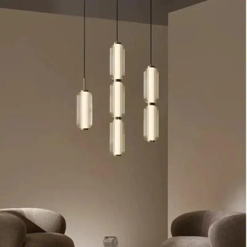 Suspension Design Cylindrique En Verre Nervuré Verticale