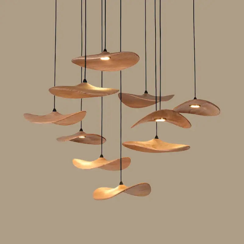 Suspension design effet bois led spectre complet élégant