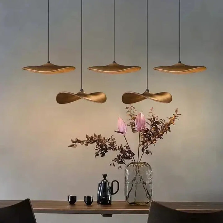 Suspension design effet bois led spectre complet élégant