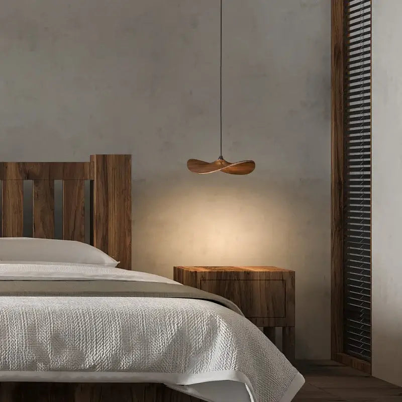 Suspension design effet bois led spectre complet élégant