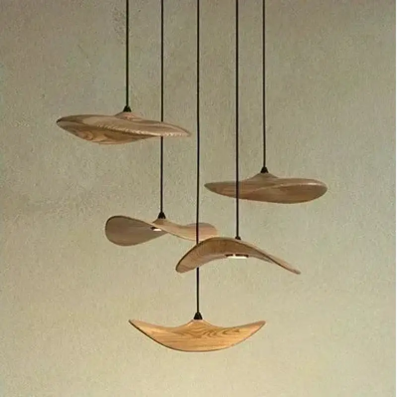 Suspension design effet bois led spectre complet élégant