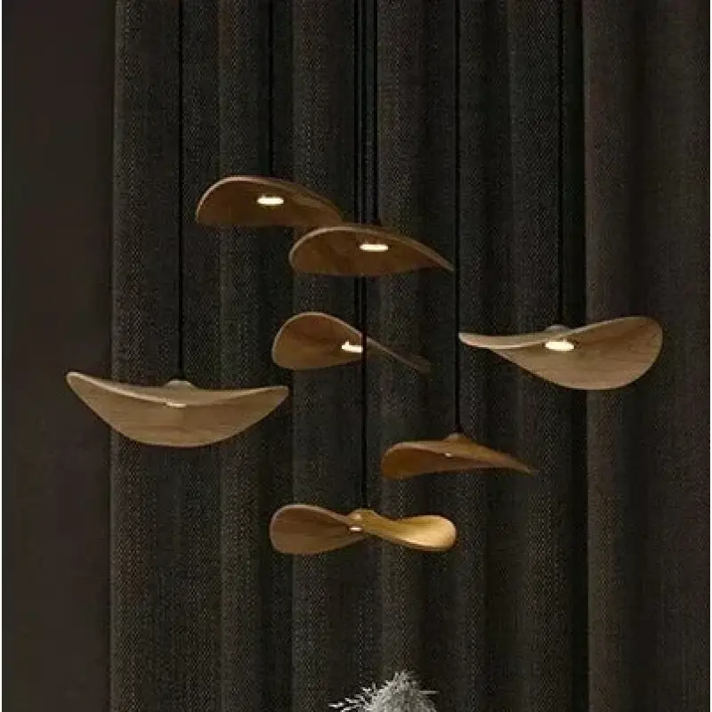 Suspension design effet bois led spectre complet élégant