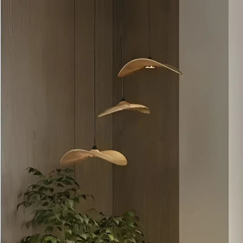 Suspension design effet bois led spectre complet élégant