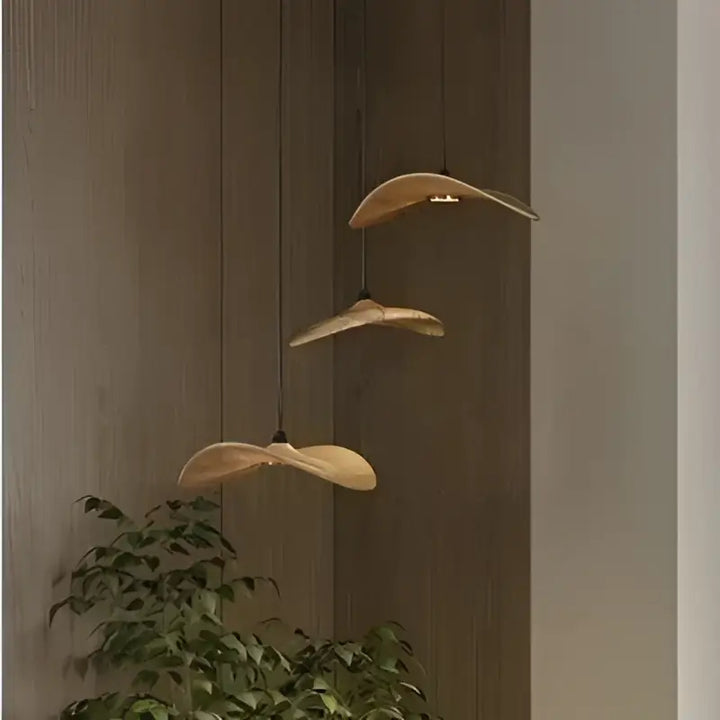 Suspension design effet bois led spectre complet élégant