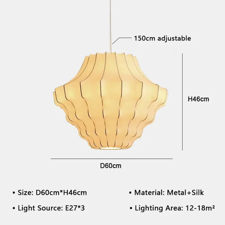 Suspension design élégante en tissu et métal sculpté