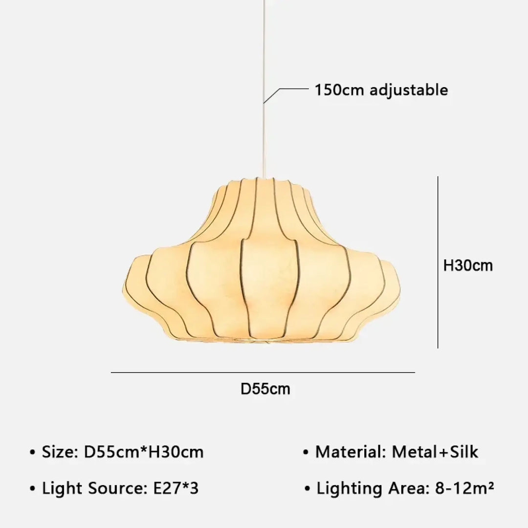 Suspension design élégante en tissu et métal sculpté