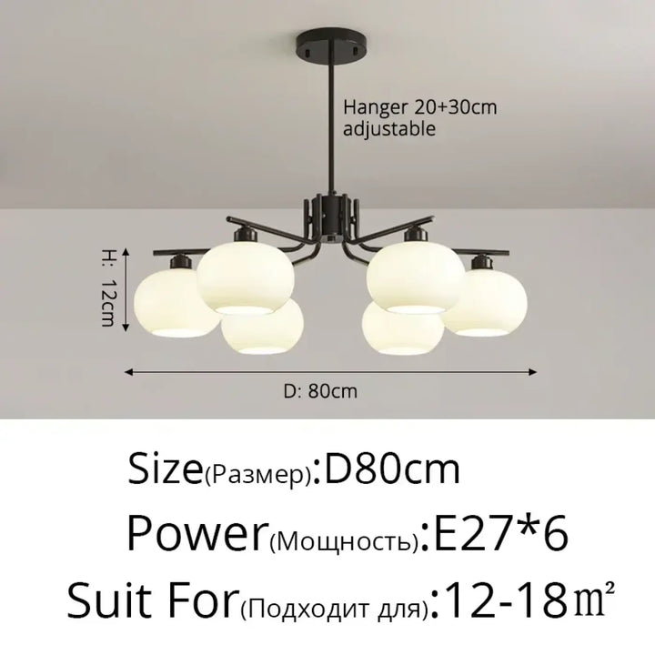Suspension design avec globes en verre opale élégante