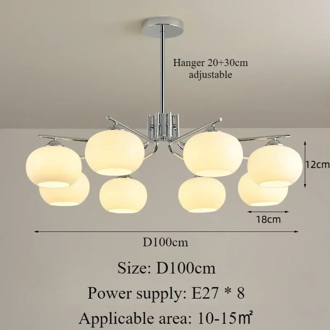 Suspension design avec globes en verre opale élégante