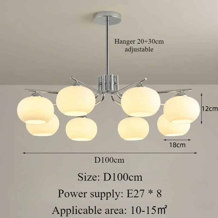 Suspension design avec globes en verre opale élégante