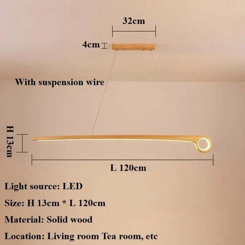 Suspension design led en bois massif linéaire élégante chic