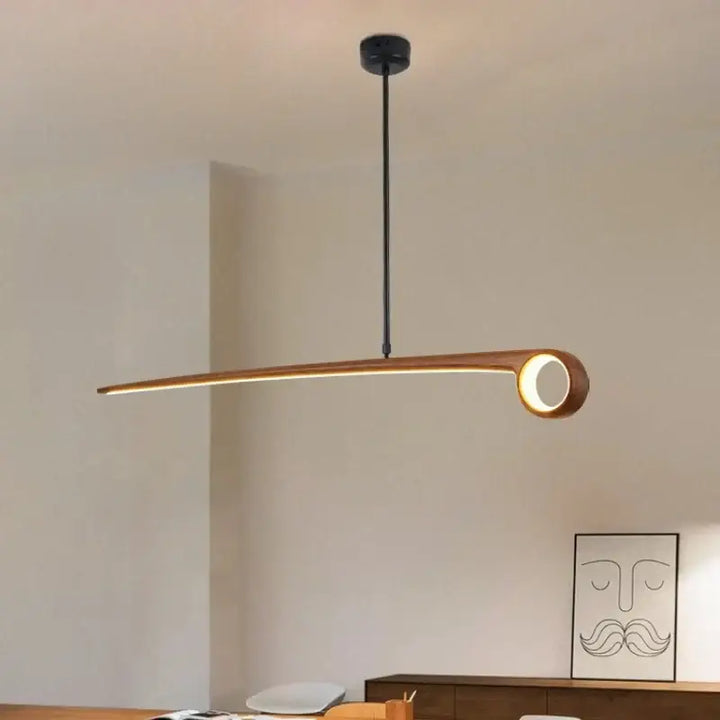 Suspension design led en bois massif linéaire élégante chic