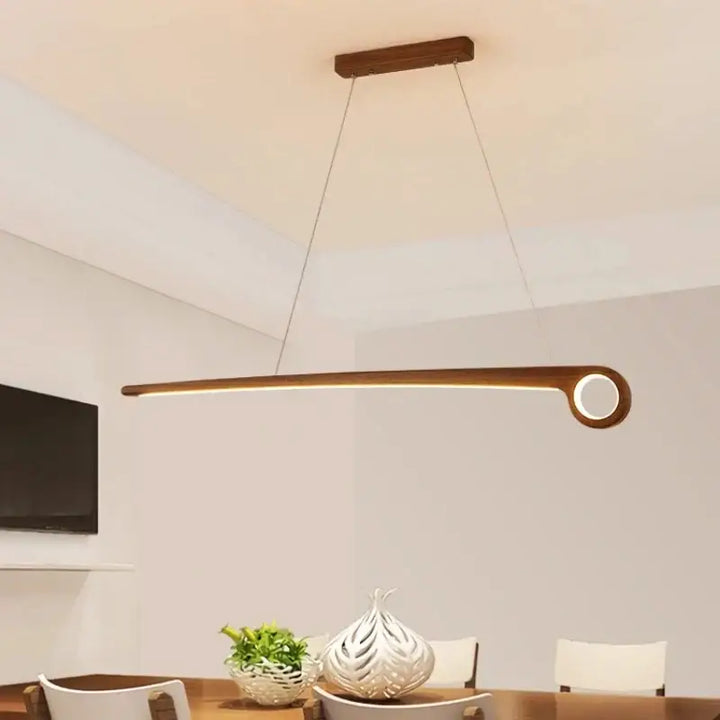Suspension design led en bois massif linéaire élégante chic