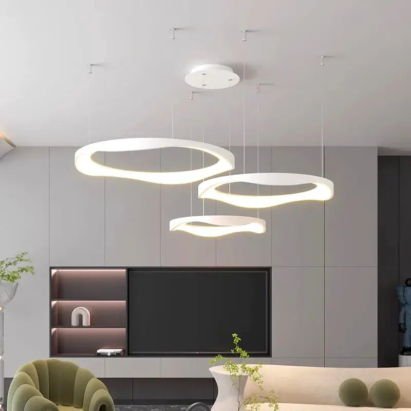Suspension led ondulée style contemporain blanc noir élégant
