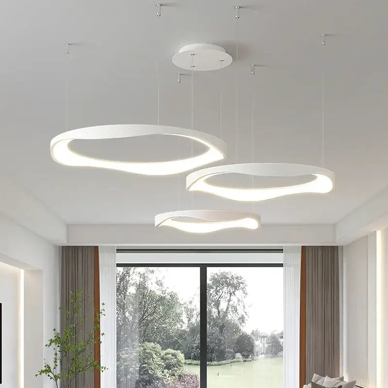 Suspension led ondulée style contemporain blanc noir élégant