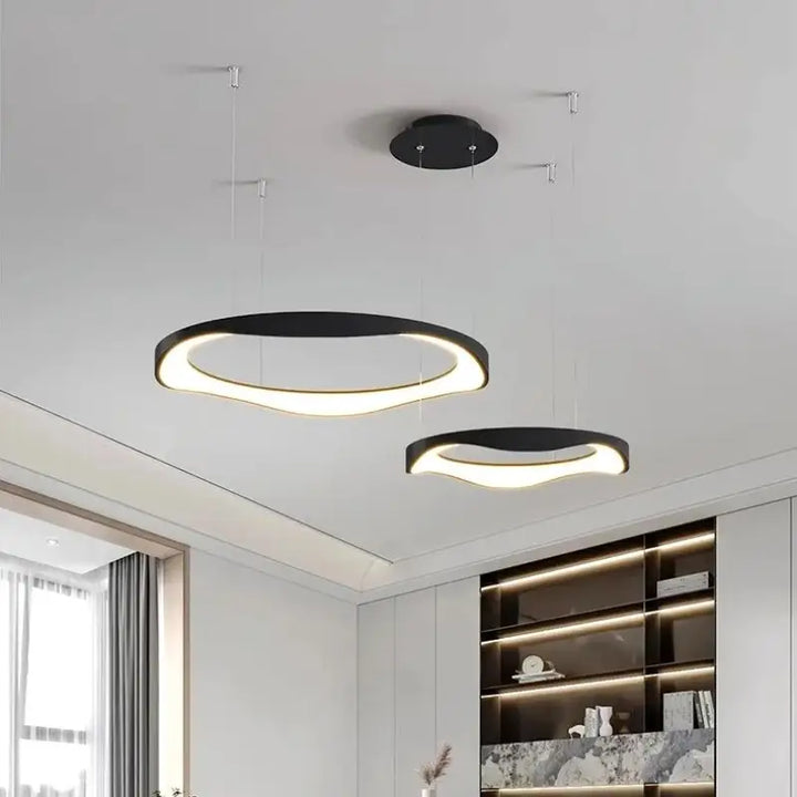Suspension led ondulée style contemporain blanc noir élégant