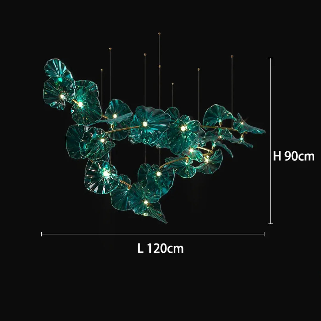 Suspension luxe en verre sculpté effet végétal élégant