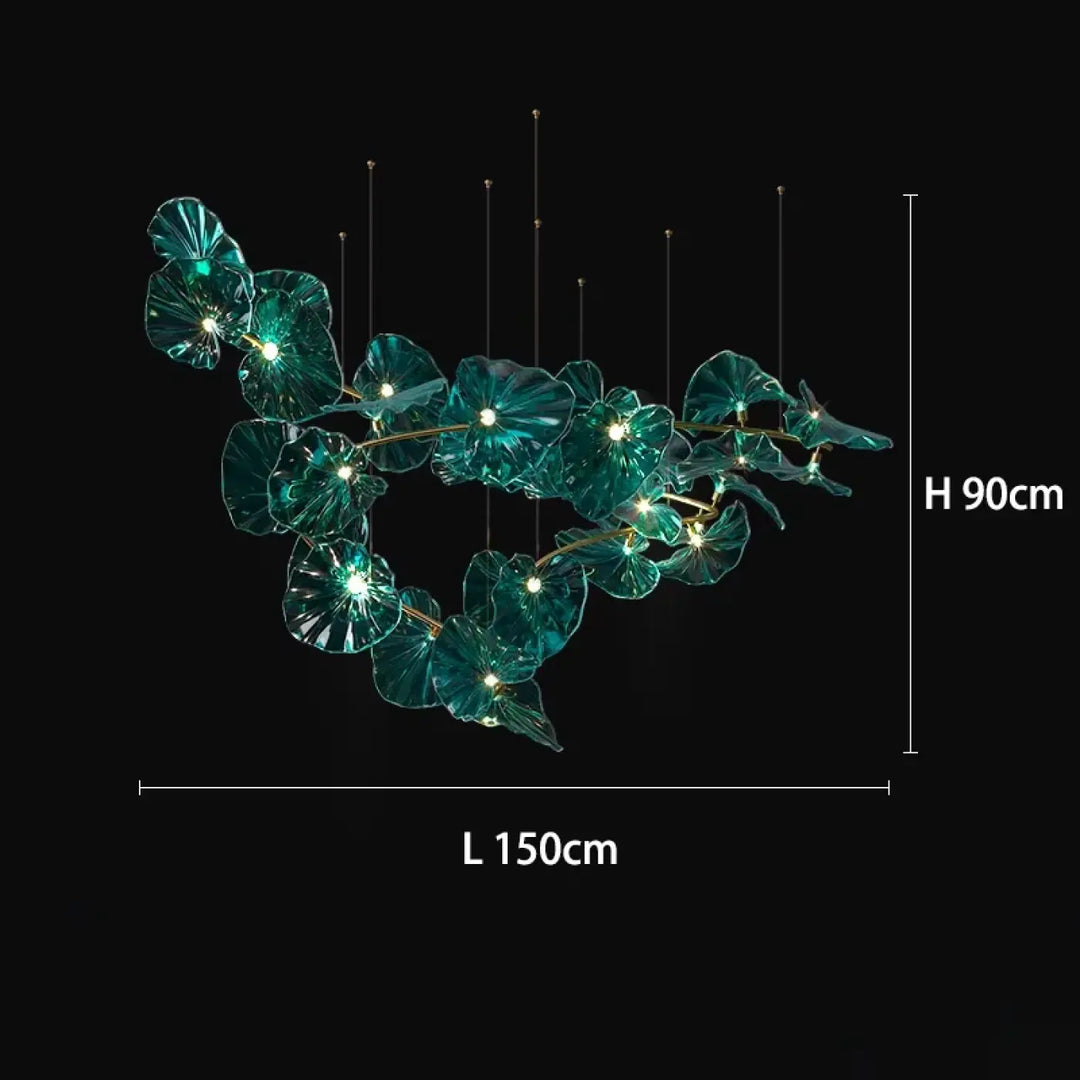 Suspension luxe en verre sculpté effet végétal élégant