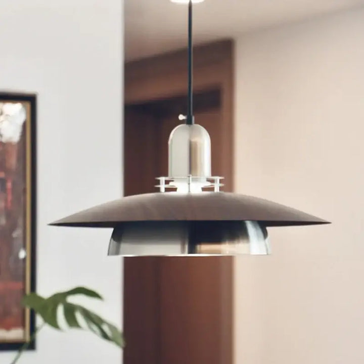 Suspension design métal et bois moderne pour éclairage élégant