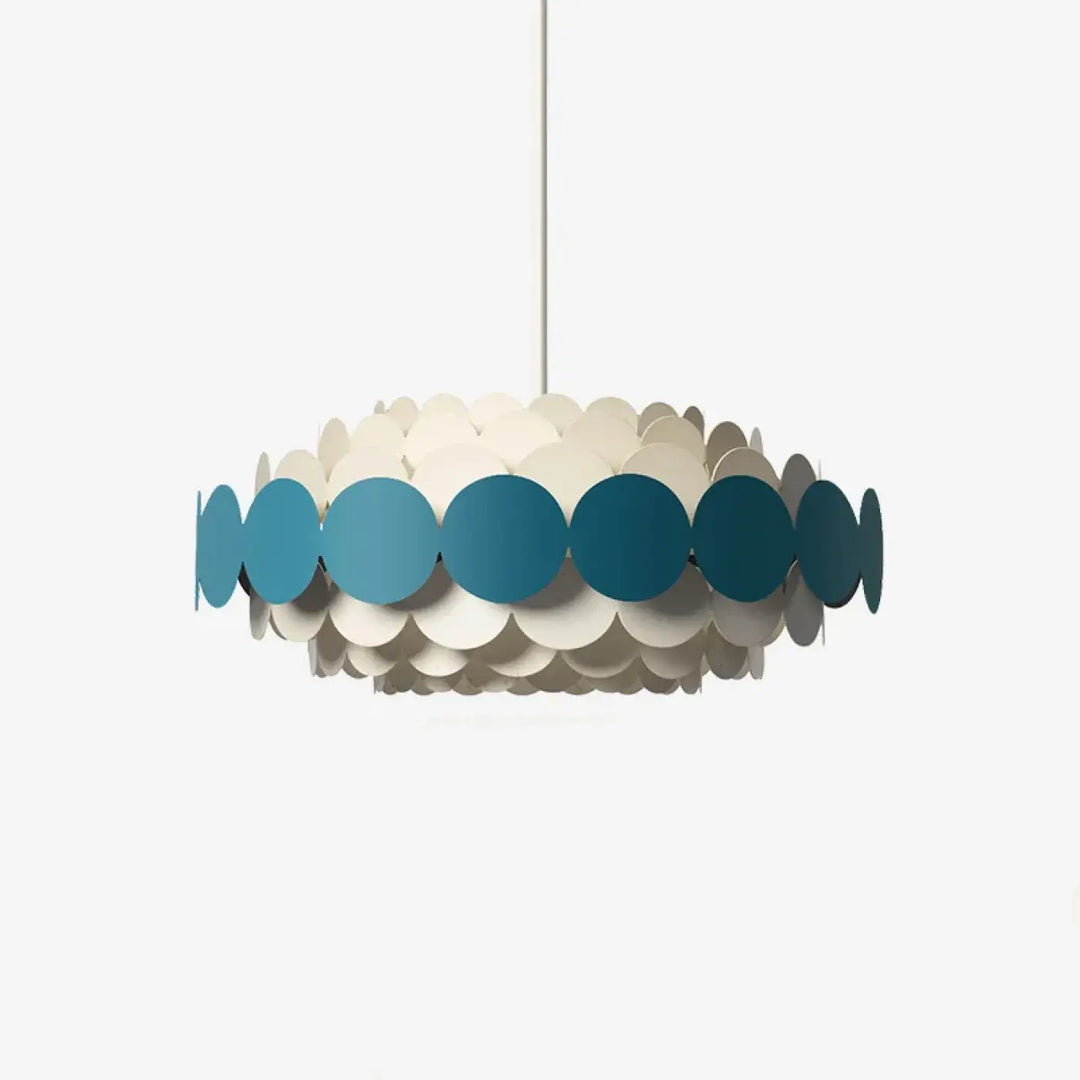 Suspension luminaire calou avec chandelier de plafond minimaliste en papier superposé blanc et bleu sarcelle