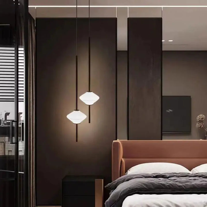 Suspension Design Minimaliste Blanche Avec Câble Élégance