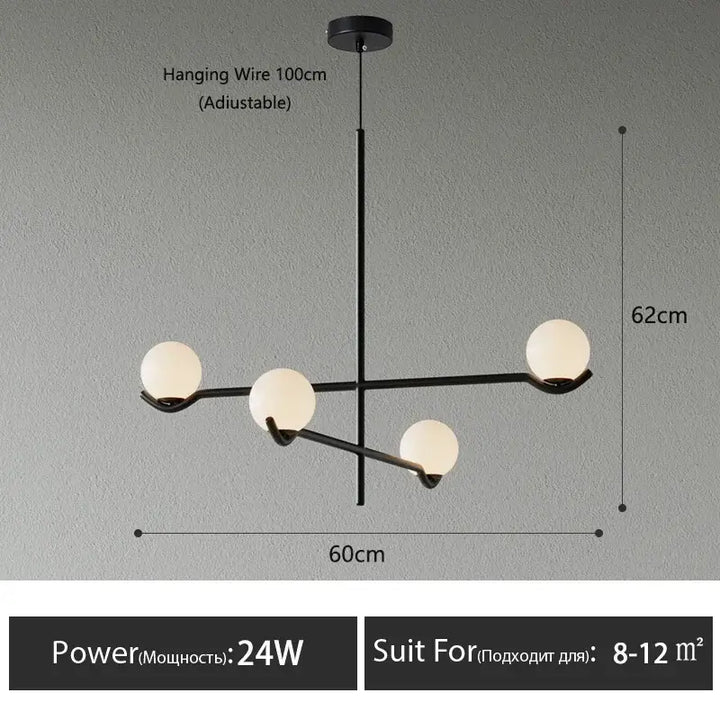 Suspension minimaliste à boules lumineuses style chic