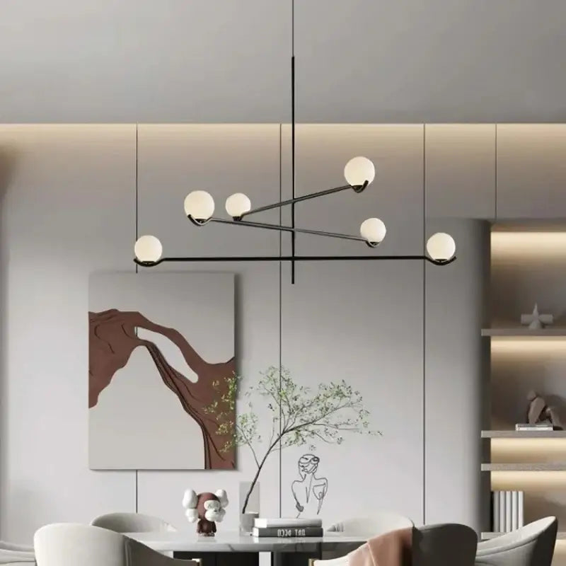 Suspension minimaliste à boules lumineuses style chic