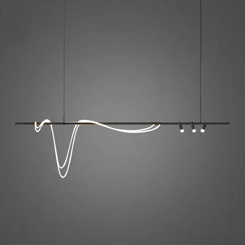 Suspension minimaliste led avec cordon long doré style luxe