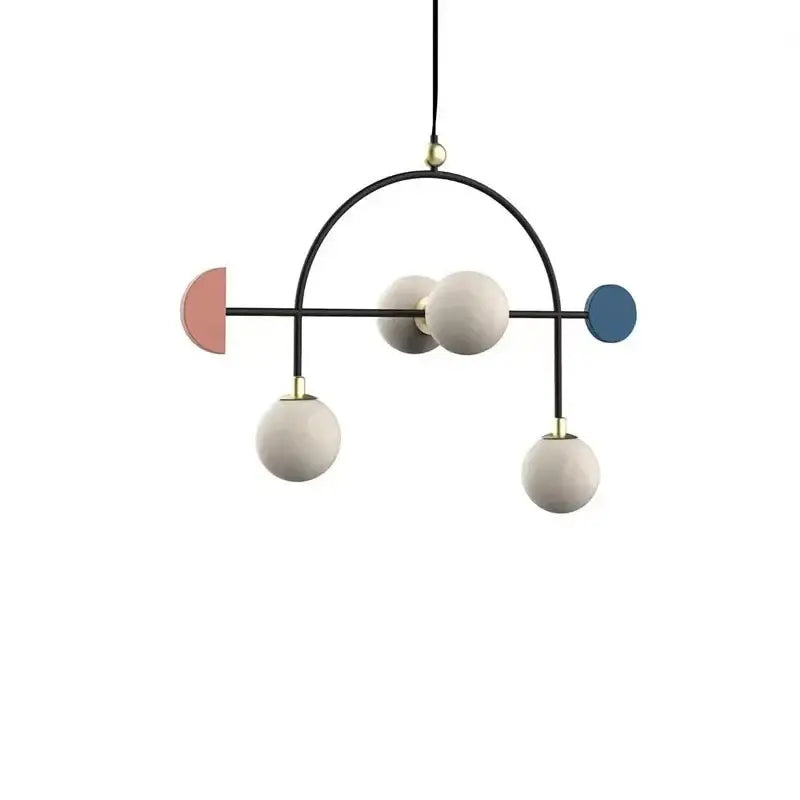 Suspension Design Moderne Boules Blanches Et Accents Colorés