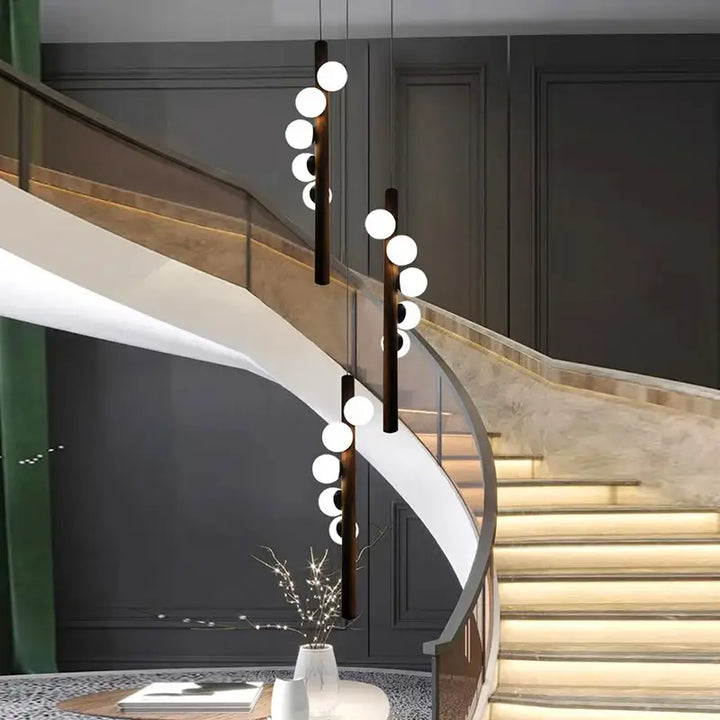Suspension design moderne boules led élégance verticale