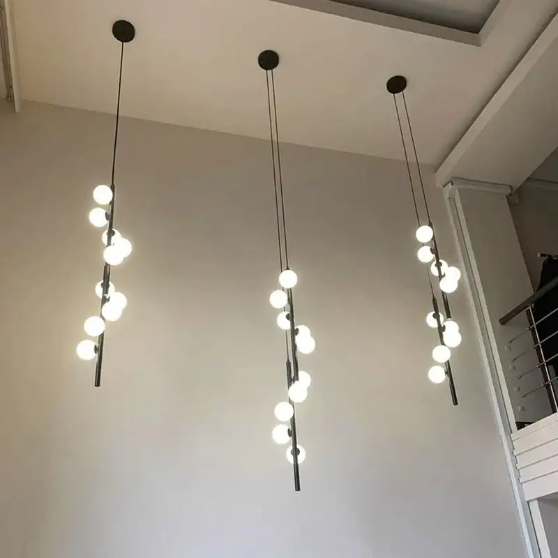 Suspension design moderne boules led élégance verticale