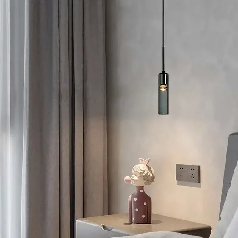 Suspension Design Moderne Cylindre Noir Verre Élégance Chic