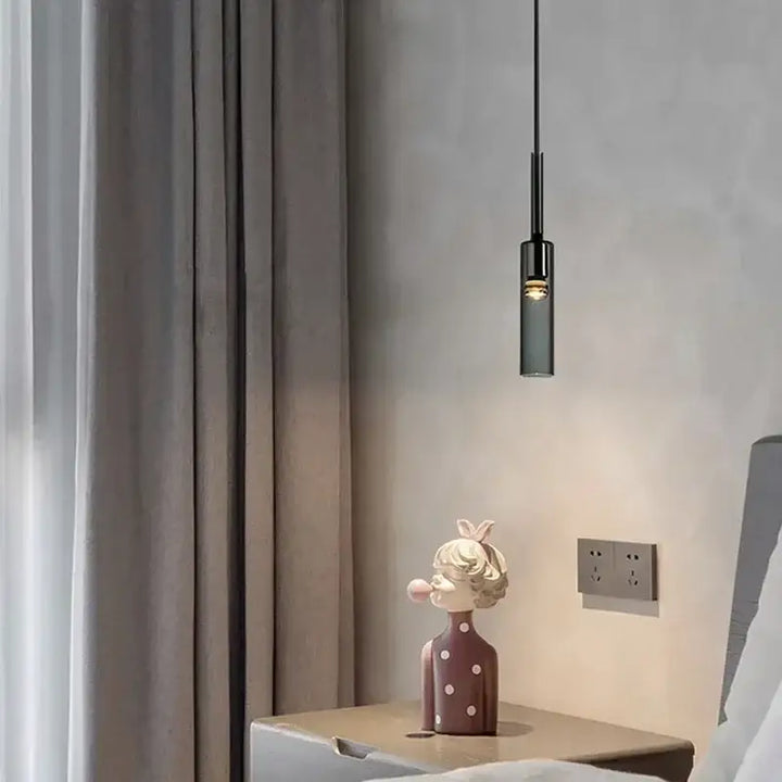 Suspension Design Moderne Cylindre Noir Verre Élégance Chic